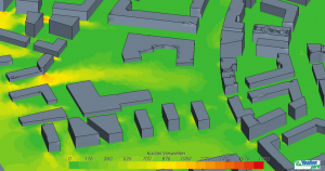 Windsimulation, durchgeführt von Weatherpark, für den neuen Stadtteil Aspern in Wien